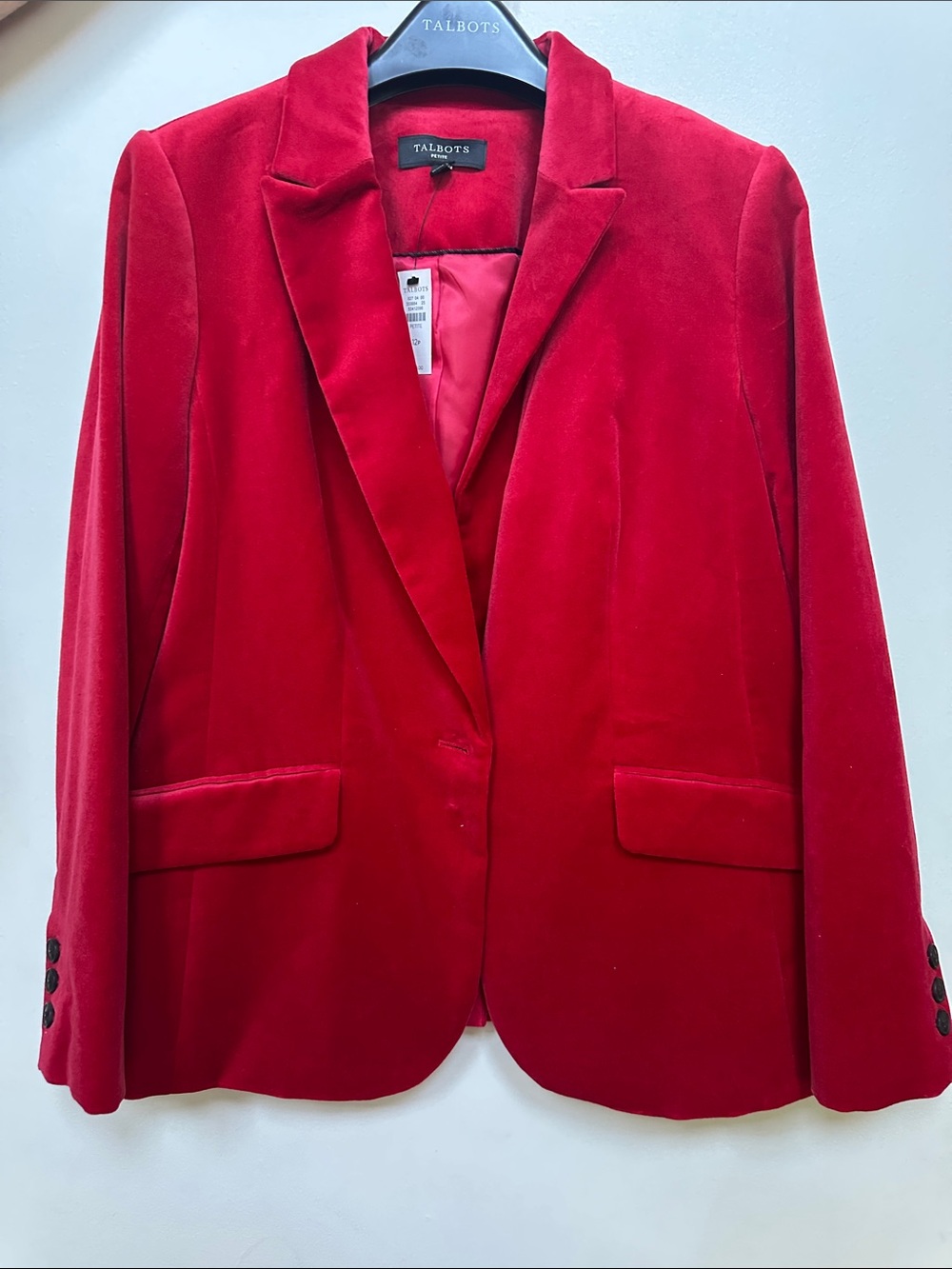 Talbots Red Velvet Single-Button Blazer